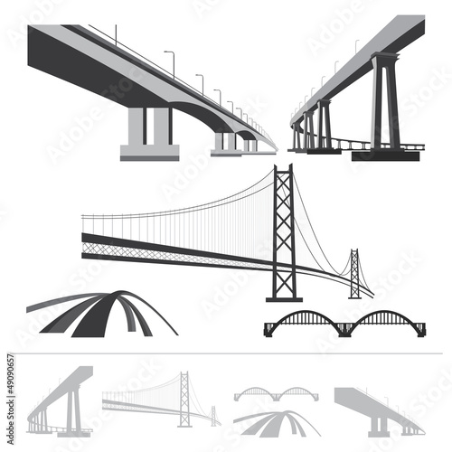 set of bridges, vector silhouette collection