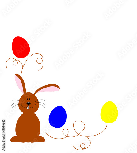 niedliche Eckenverzierung mit Osterhase und Ei