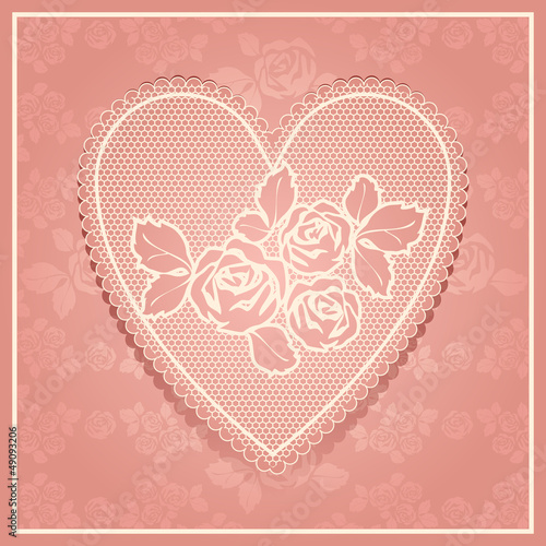 Pink lace in heart shape