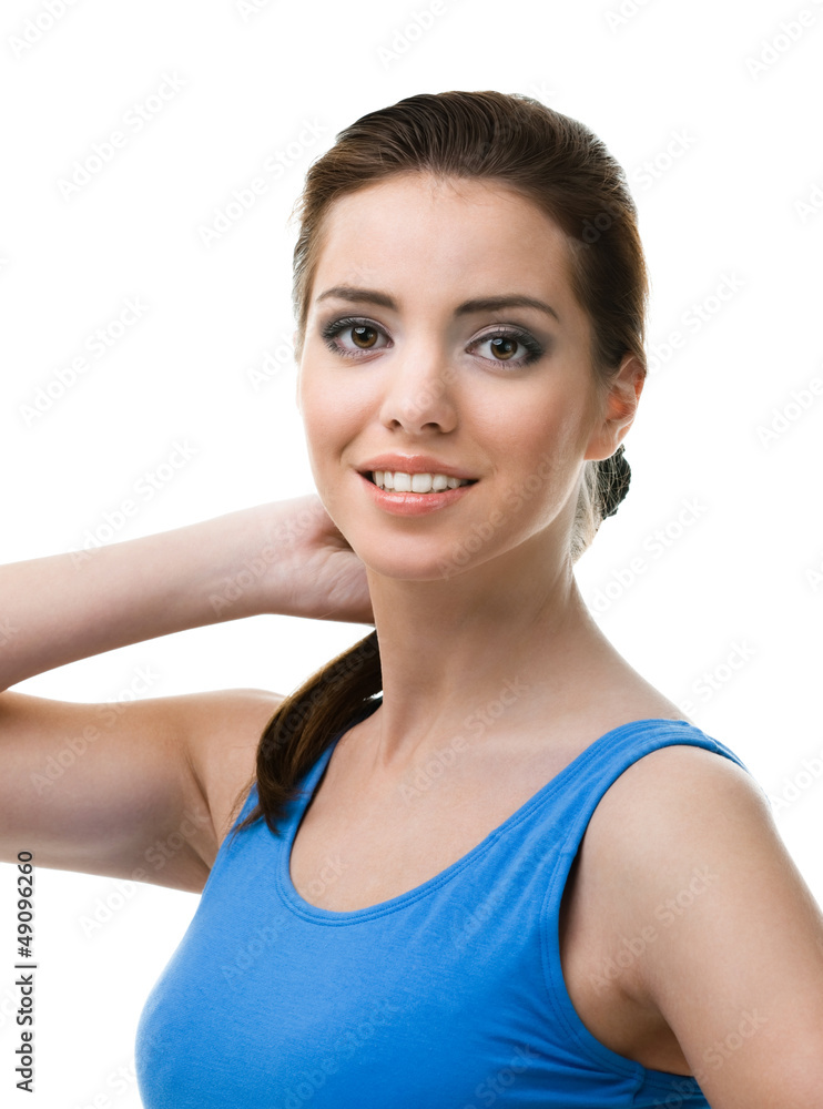 Portrait of a sporty young woman, isolated on white Portrait of a sporty young woman, isolated on white