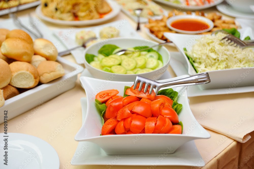 Salads on table