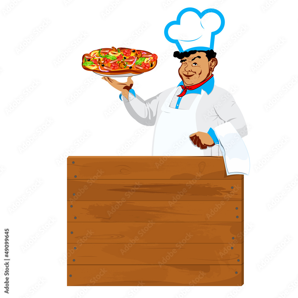 Funny Chef and italian pizza.Menu pizzeria Funny Chef and italian pizza.Menu pizzeria