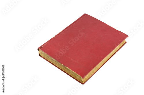 Old red book isolated on white background
