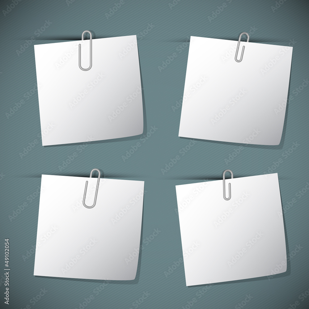 Note papers with paperclip Note papers with paperclip