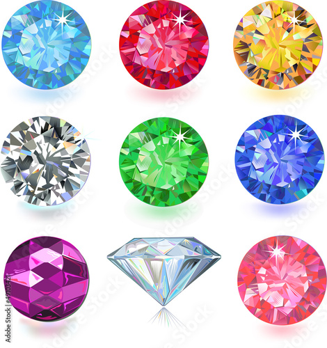Set of colored gems