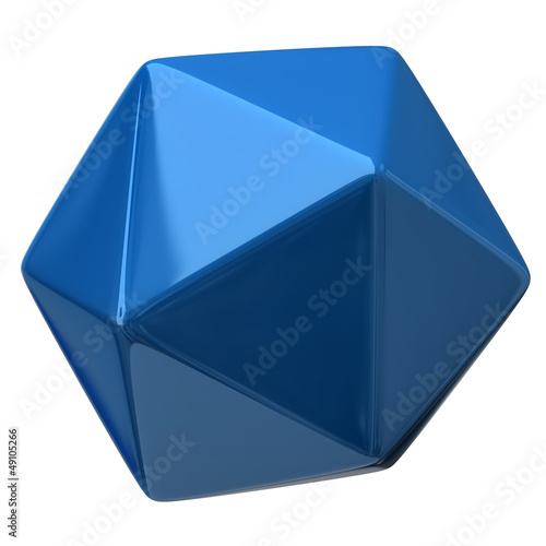 Illustration of blue geometric figure. Icosahedron
