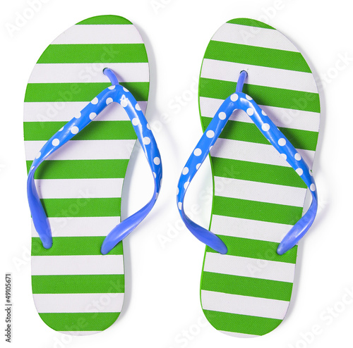 Green flip flops isolated o...