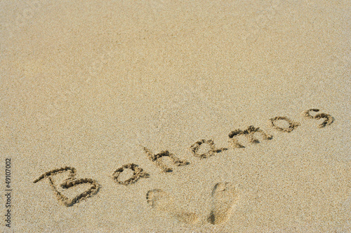 Conceptual handwritten text Bahamas in sand © high_resolution