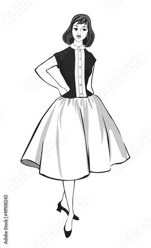 Fashion dressed woman (1950's 1960's style) Retro fashion party.