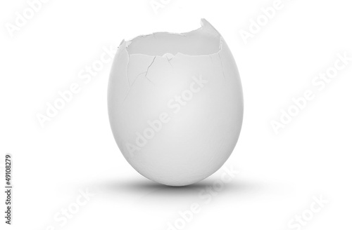 Cracked egg on white backgr...