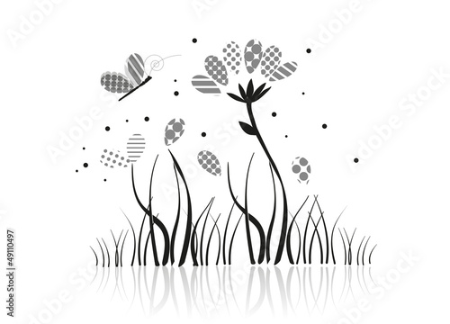 Blumen und Schmetterling auf einer Wiese