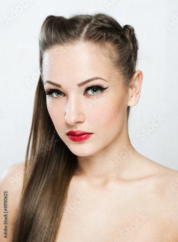  young woman with elegant long shiny hair