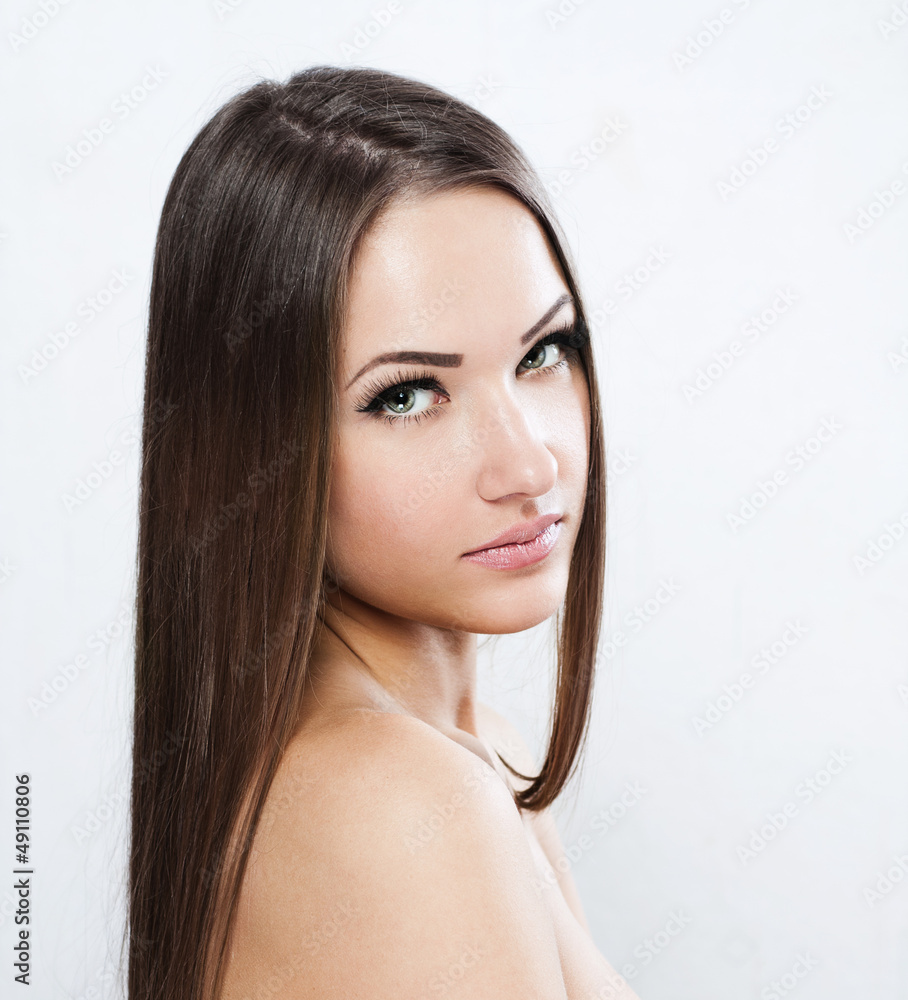 Fototapeta premium woman with beauty face and clean face skin , glamour makeup