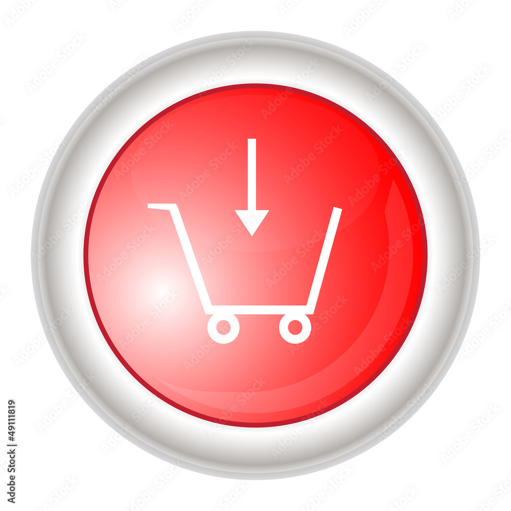 Red button with a trolley Red button with a trolley