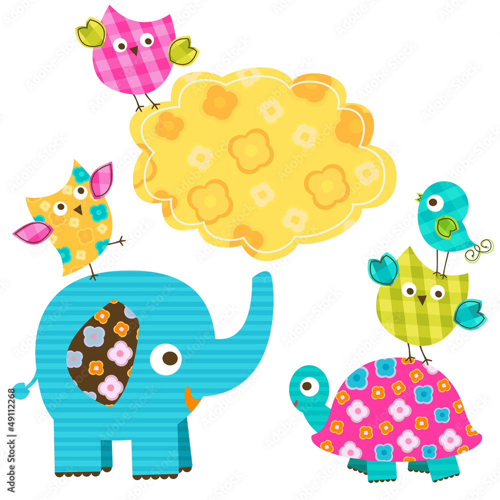 cute birds with turtle and elephant cute birds with turtle and elephant