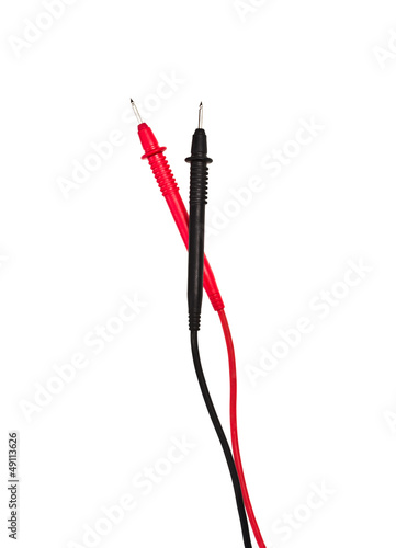 Red and black probes of multimeter isolated on white
