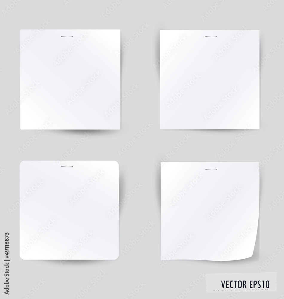 Collection of various white note papers, ready for your message. Collection of various white note papers, ready for your message.