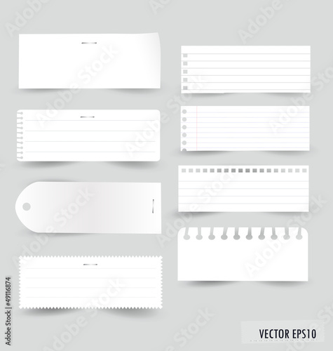 Collection of various white note papers, ready for your message.
