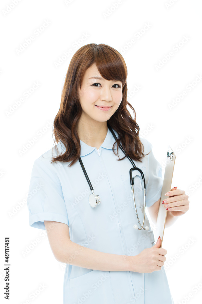 Beautiful young nurse on white background Beautiful young nurse on white background
