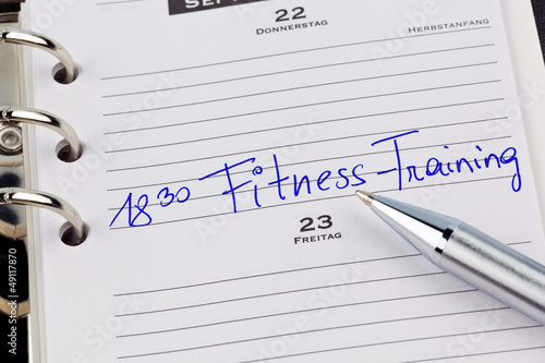 Eintrag im Kalender: Fitness Training