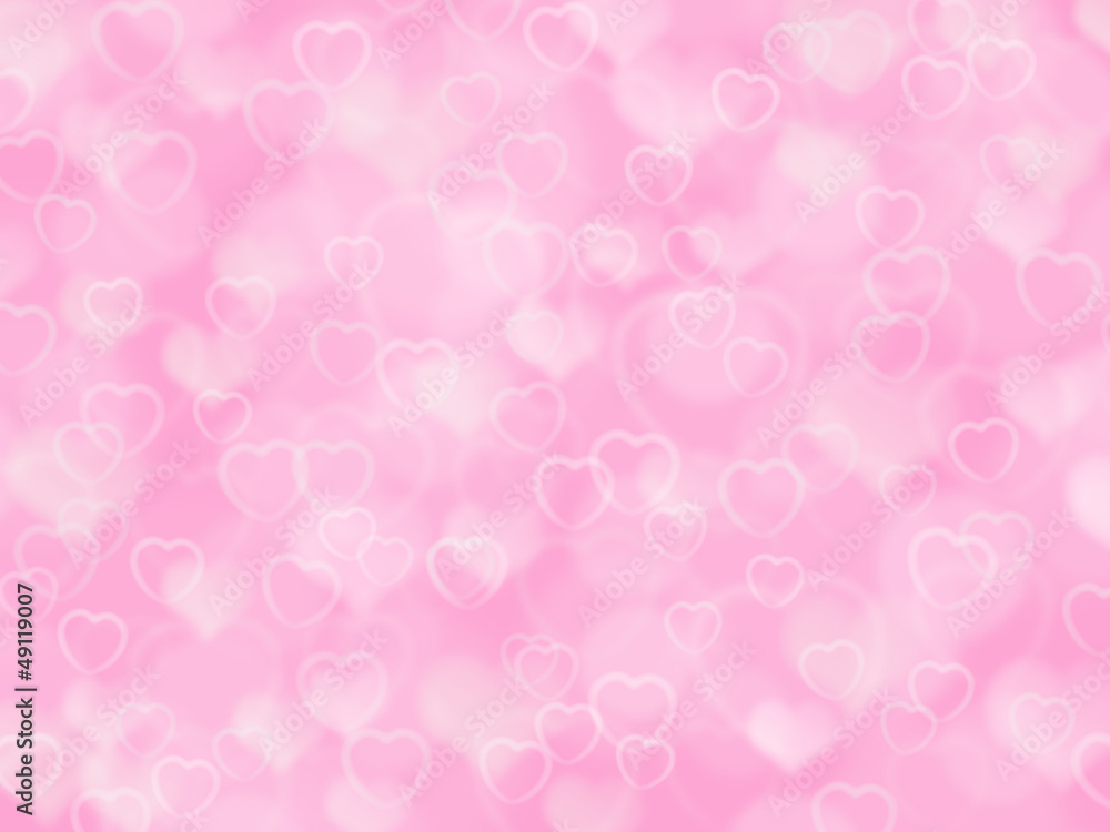 Pink valentine background with boke and hearts