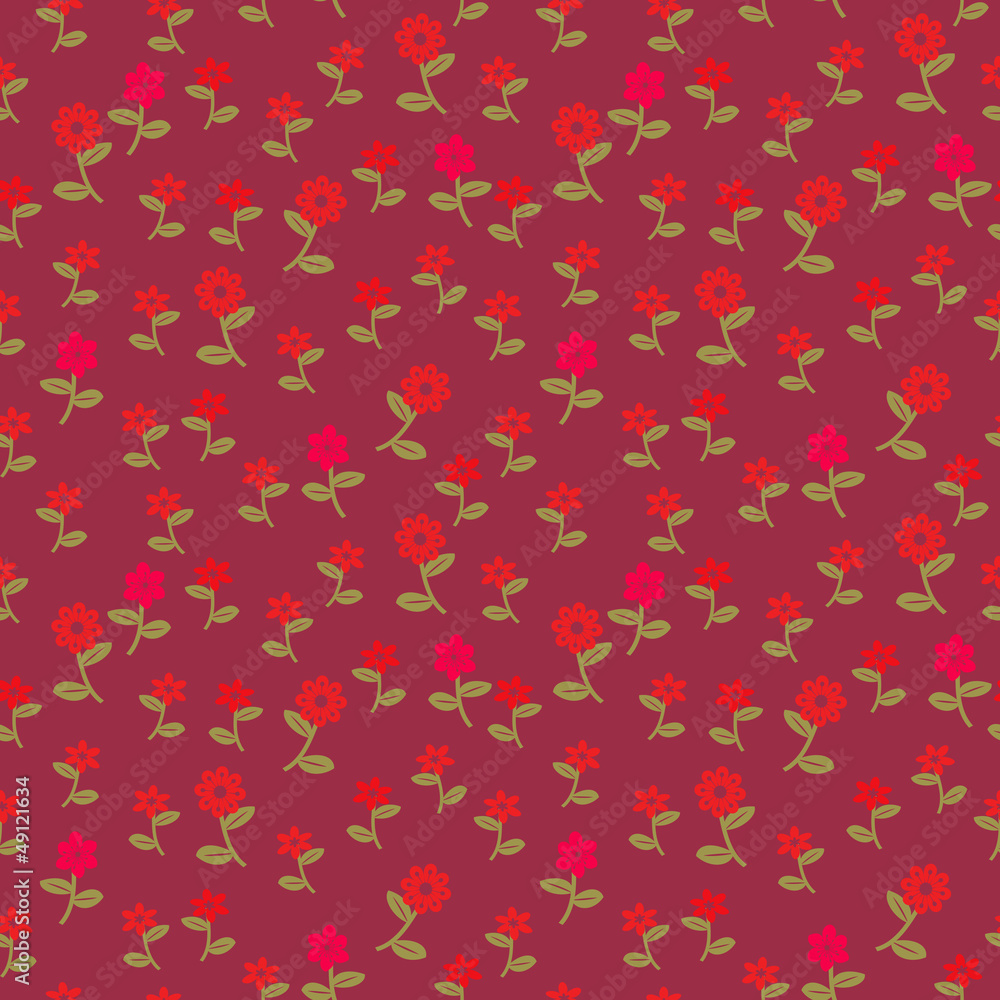 Seamless decorative red flowers pattern Seamless decorative red flowers pattern