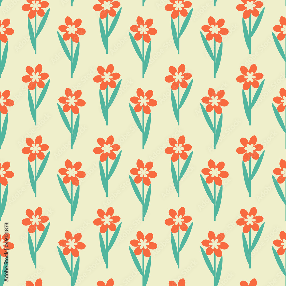 Red seamless flowers decorative pattern