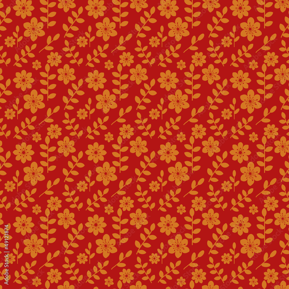 Seamless red and orange floral pattern Seamless red and orange floral pattern