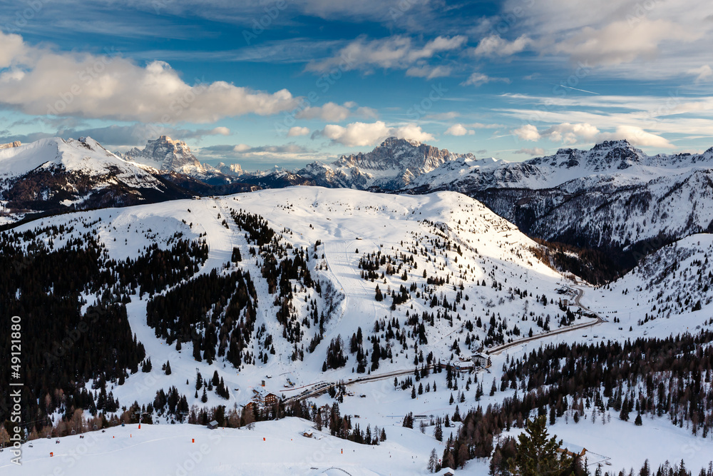 Passo Campolongo Valley near Skiing Resort of Arabba, Dolomites