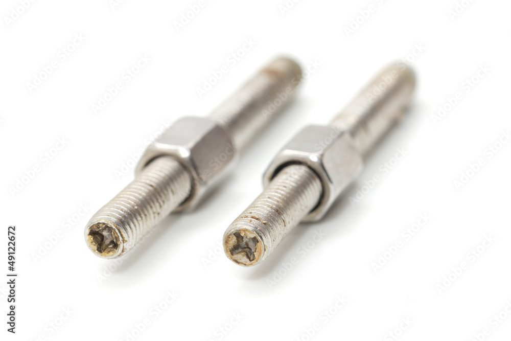 bolt and nut on a white background. macro bolt and nut on a white background. macro