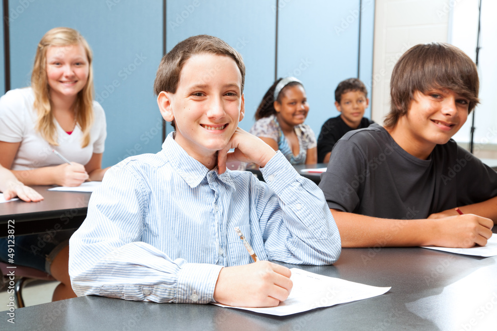 Boy in Middle School Class Boy in Middle School Class