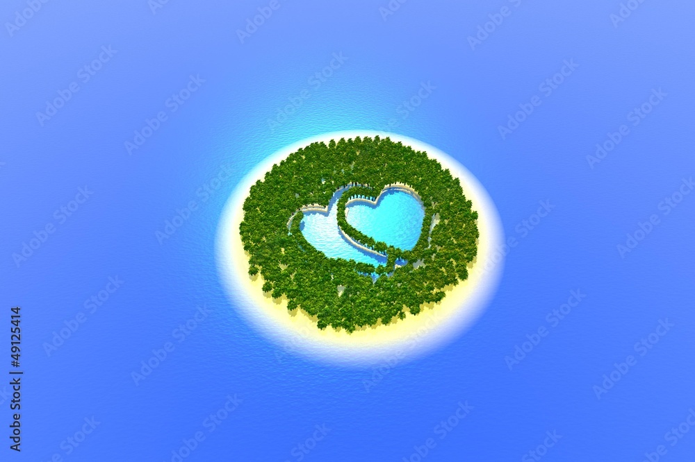 Insel, Herz, Lagune, Paradies, Trauminsel, Luftaufnahme Stock