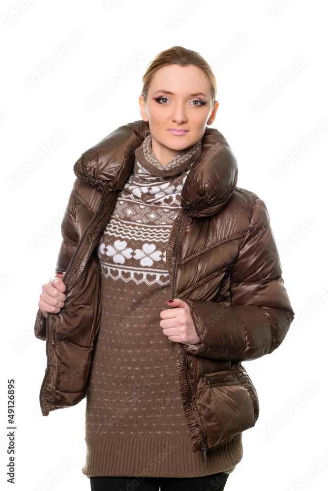 young woman in sweater and jacket young woman in sweater and jacket
