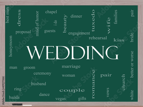 Wedding Word Cloud Concept on a Blackboard