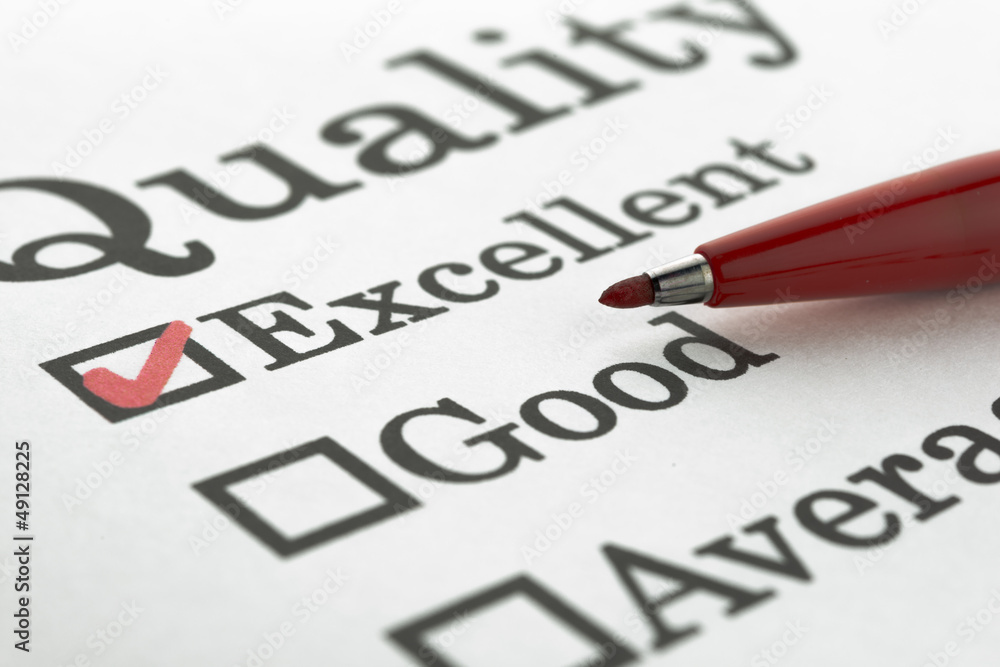 Quality Excellent Good Average Fair Poor check boxes Quality Excellent Good Average Fair Poor check boxes