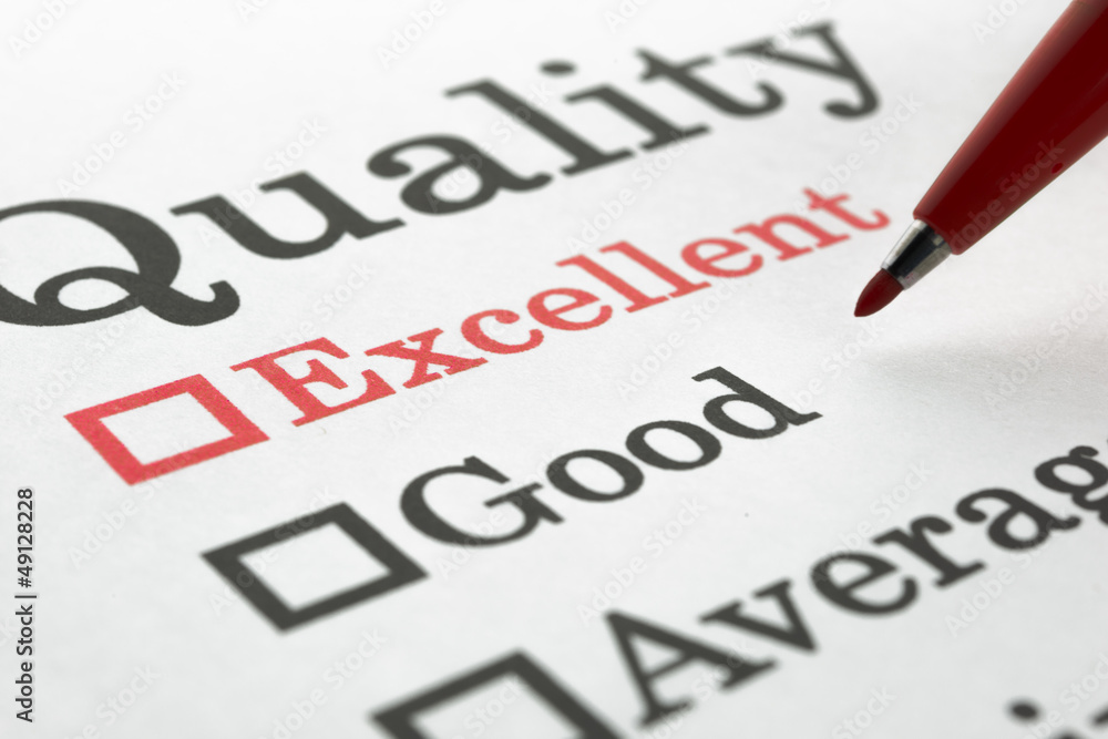 Quality Excellent Good Average Fair Poor check boxes Quality Excellent Good Average Fair Poor check boxes