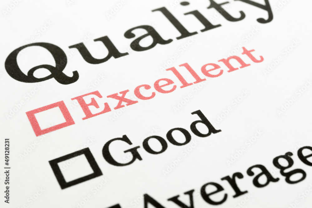 Quality Excellent Good Average Fair Poor check boxes Quality Excellent Good Average Fair Poor check boxes