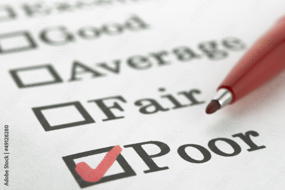 Quality Excellent Good Average Fair Poor check boxes Quality Excellent Good Average Fair Poor check boxes
