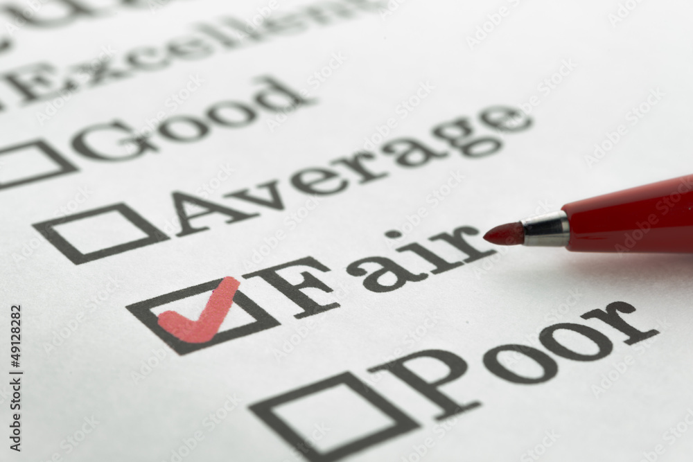 Quality Excellent Good Average Fair Poor check boxes Quality Excellent Good Average Fair Poor check boxes