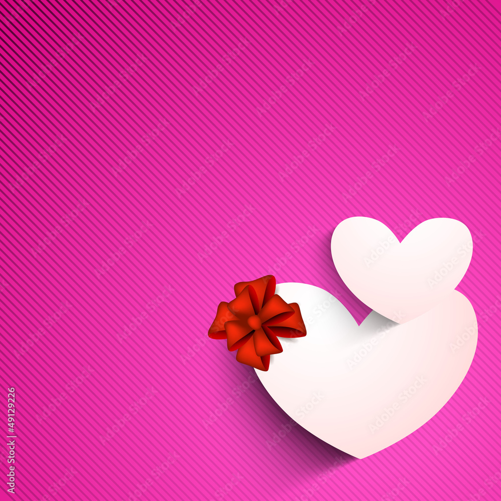 Valentines Day background with sticky, label or tag in heart sha