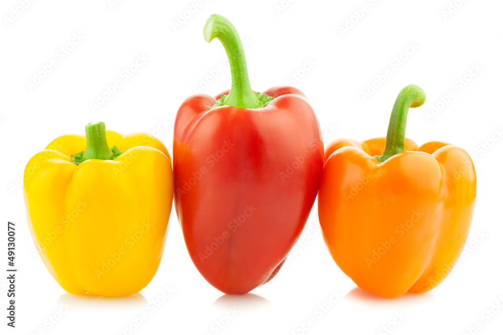 Fresh Colored Peppers / Paprika / Isolated