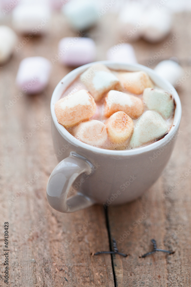 Hot chocolate and marshmallows Hot chocolate and marshmallows