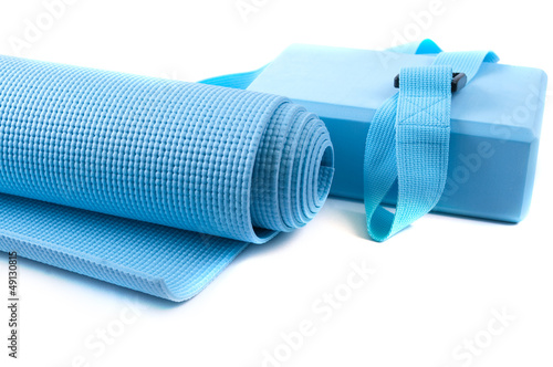 equipment for meditation: yoga mat, belt, yoga block