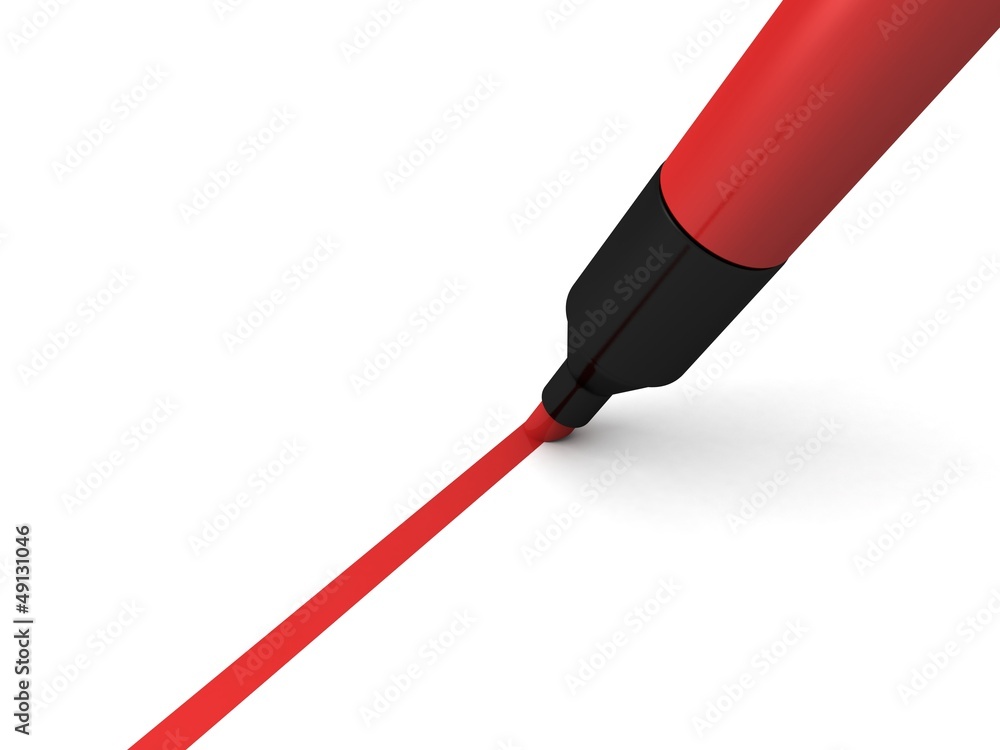 red marker draws a line on white red marker draws a line on white