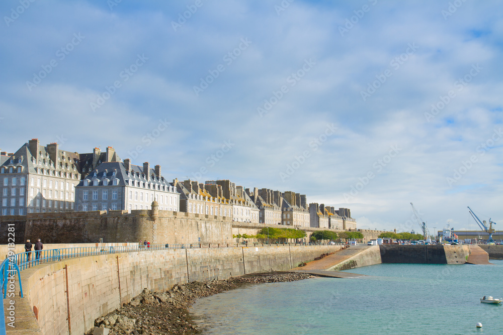 coast line in old town, Saint Malo, Brittany, France
