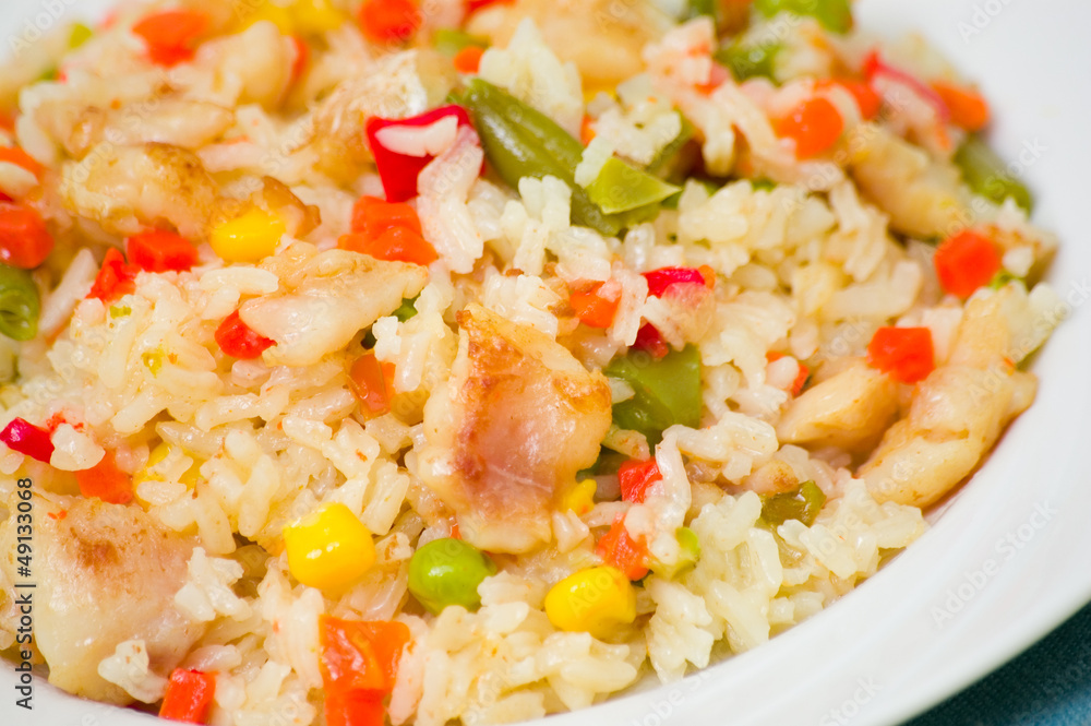 rice with vegetables and fish rice with vegetables and fish