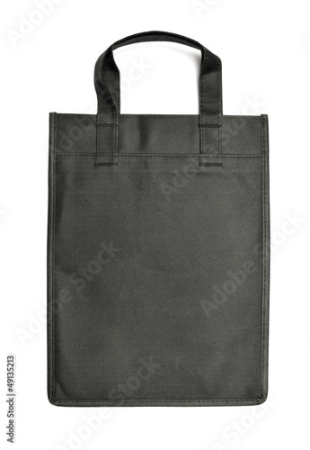 Black reusable bag on white background