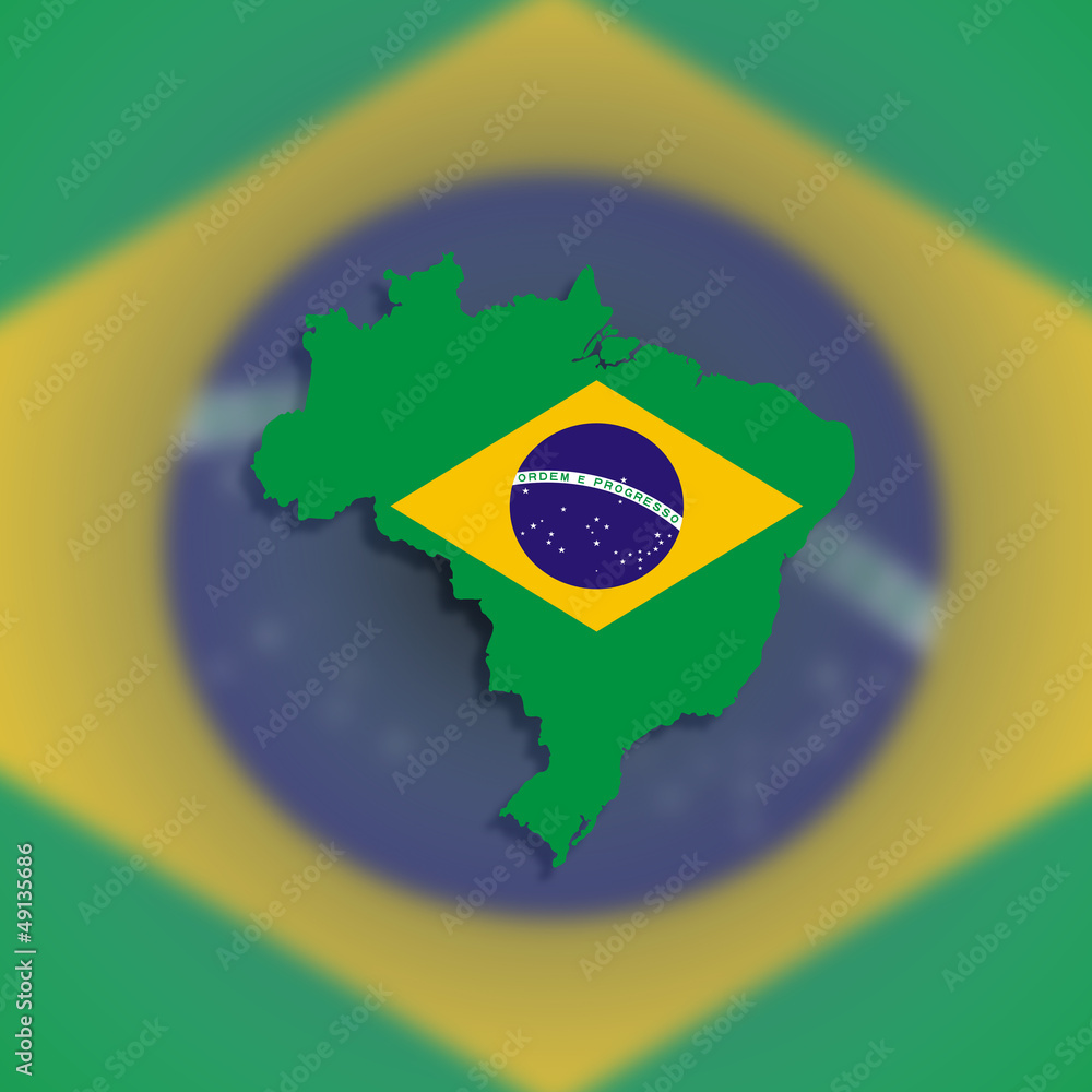 Map of brazil with flag inside