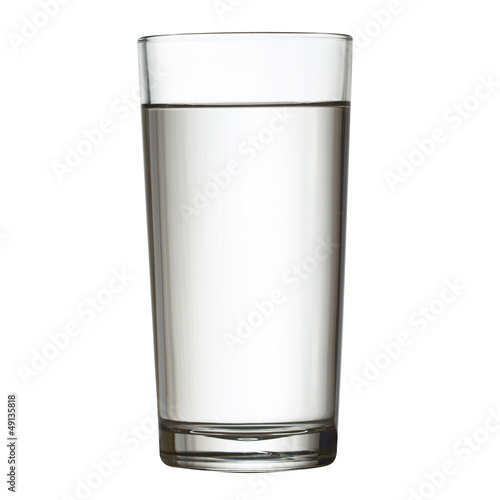 tall full glass of water isolated on white clipping path include