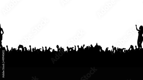 Crowd of people. White background, slow zoom